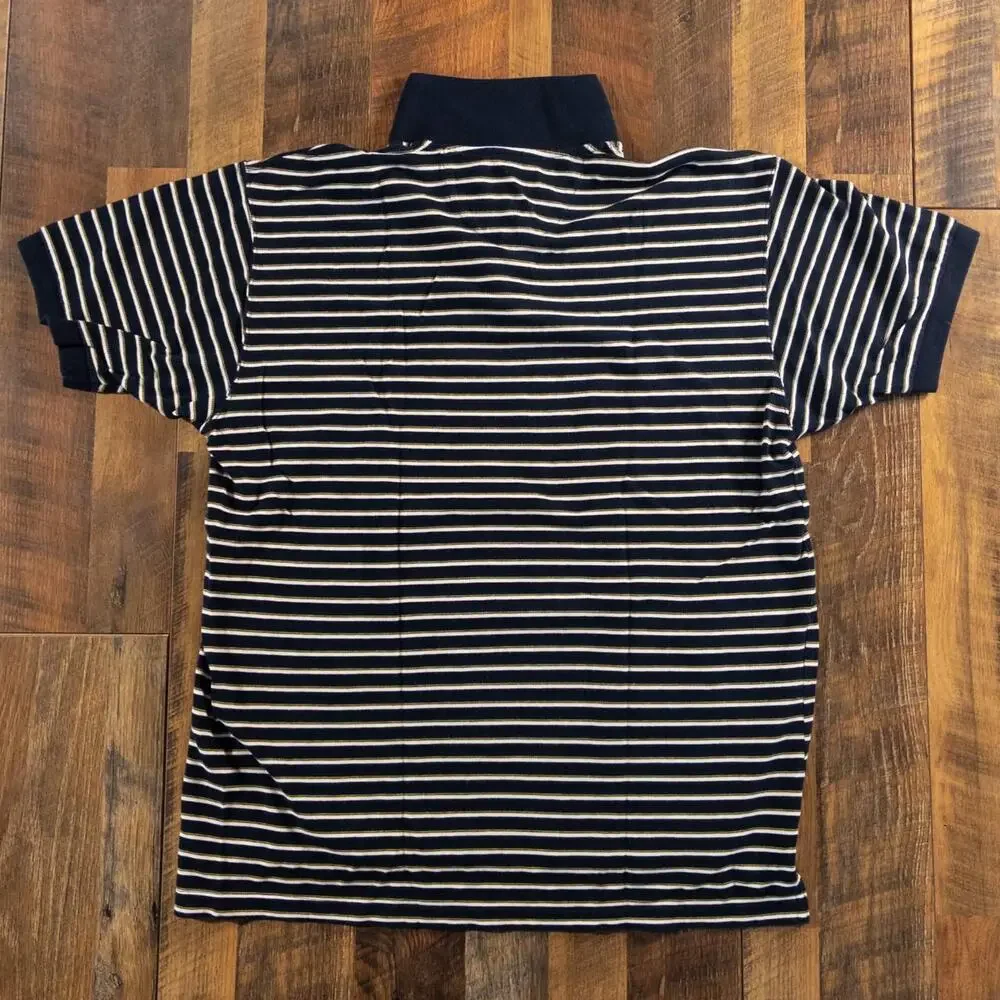 Vintage 90s Chaps Ralph Lauren Navy Gold Striped Polo Shirt Men's XXL